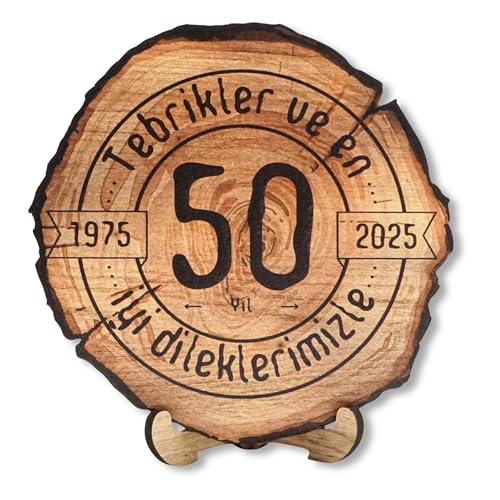 DARO Design - Holzscheibe - 50 Jahre - Größe 20cm- Geschenk zum Jubiläum, 50 Geburtstag, Jahrestag - Herzlichen Glückwunsch von DARO Design