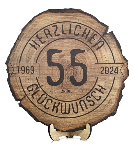 DARO Design - Holzscheibe - 55 Jahre - Größe 30cm- Geschenk zum Jubiläum, 55 Geburtstag, Jahrestag - Herzlichen Glückwunsch 2025 von DARO Design