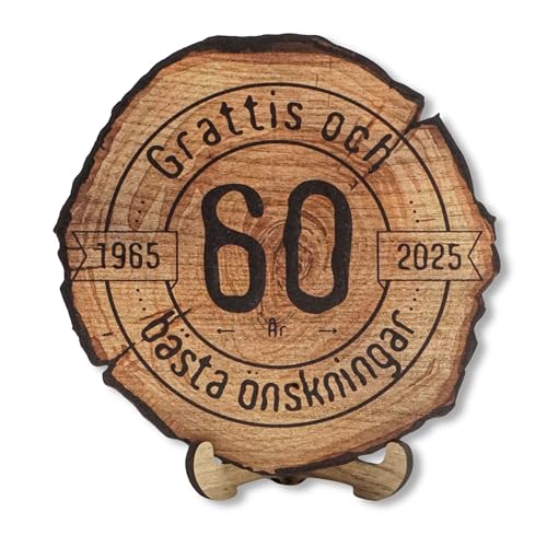 DARO Design - Holzscheibe - 60 Jahre - Größe 20cm- Geschenk zum Jubiläum, 60 Geburtstag, Jahrestag - Herzlichen Glückwunsch von DARO Design