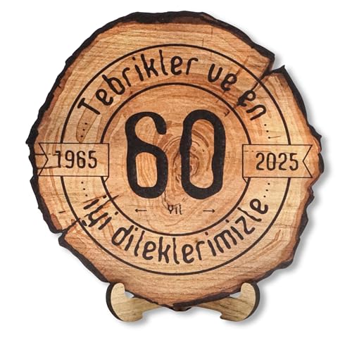 DARO Design - Holzscheibe - 60 Jahre - Größe 20cm- Geschenk zum Jubiläum, 60 Geburtstag, Jahrestag - Herzlichen Glückwunsch von DARO Design