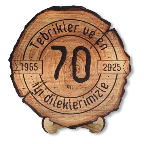 DARO Design - Holzscheibe - 70 Jahre - Größe 20cm- Geschenk zum Jubiläum, 70 Geburtstag, Jahrestag - Herzlichen Glückwunsch von DARO Design