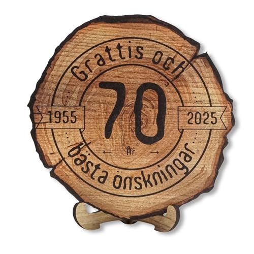 DARO Design - Holzscheibe - 70 Jahre - Größe 20cm- Geschenk zum Jubiläum, 70 Geburtstag, Jahrestag - Herzlichen Glückwunsch von DARO Design