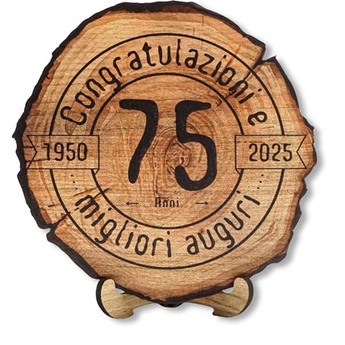 DARO Design - Holzscheibe - 75 Jahre - Größe 20cm- Geschenk zum Jubiläum, 75 Geburtstag, Jahrestag - Herzlichen Glückwunsch von DARO Design