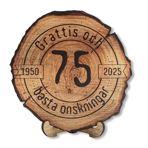 DARO Design - Holzscheibe - 75 Jahre - Größe 20cm- Geschenk zum Jubiläum, 75 Geburtstag, Jahrestag - Herzlichen Glückwunsch von DARO Design