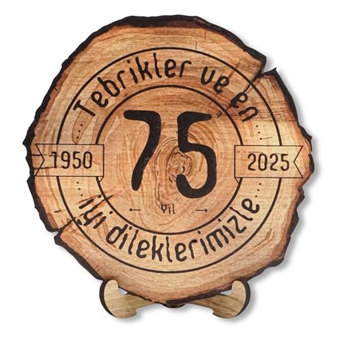 DARO Design - Holzscheibe - 75 Jahre - Größe 20cm- Geschenk zum Jubiläum, 75 Geburtstag, Jahrestag - Herzlichen Glückwunsch von DARO Design