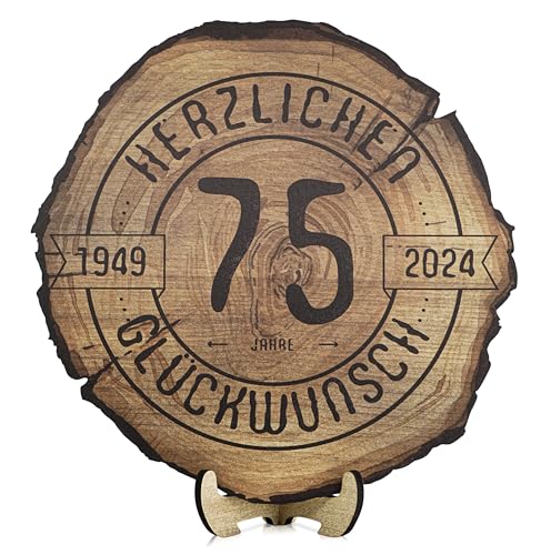 DARO Design - Holzscheibe - 75 Jahre - Größe 30cm- Geschenk zum Jubiläum, 75 Geburtstag, Jahrestag - Herzlichen Glückwunsch von DARO Design