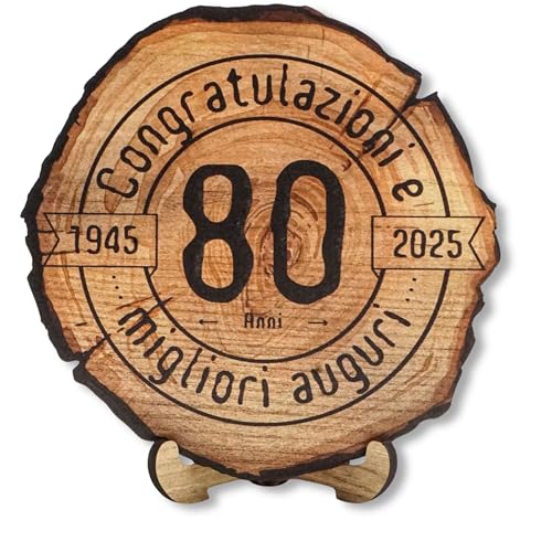 DARO Design - Holzscheibe - 80 Jahre - Größe 20cm- Geschenk zum Jubiläum, 80 Geburtstag, Jahrestag - Herzlichen Glückwunsch von DARO Design