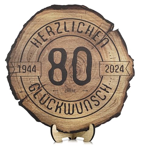 DARO Design - Holzscheibe - 80 Jahre - Größe 30cm- Geschenk zum Jubiläum, 80 Geburtstag, Jahrestag - Herzlichen Glückwunsch von DARO Design