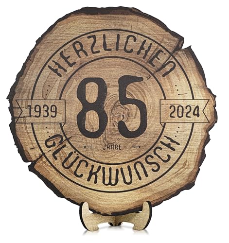 DARO Design - Holzscheibe - 85 Jahre - Größe 20cm- Geschenk zum Jubiläum, 85 Geburtstag, Jahrestag - Herzlichen Glückwunsch von DARO Design