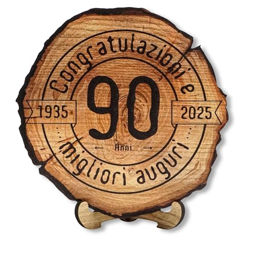 DARO Design - Holzscheibe - 90 Jahre - Größe 20cm- Geschenk zum Jubiläum, 90 Geburtstag, Jahrestag - Herzlichen Glückwunsch von DARO Design