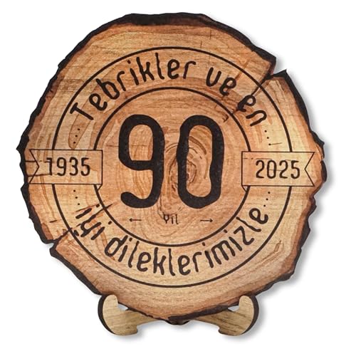 DARO Design - Holzscheibe - 90 Jahre - Größe 20cm- Geschenk zum Jubiläum, 90 Geburtstag, Jahrestag - Herzlichen Glückwunsch von DARO Design