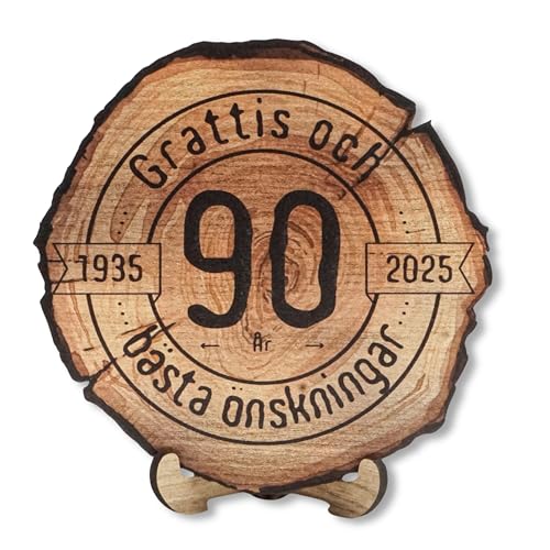 DARO Design - Holzscheibe - 90 Jahre - Größe 20cm- Geschenk zum Jubiläum, 90 Geburtstag, Jahrestag - Herzlichen Glückwunsch von DARO Design