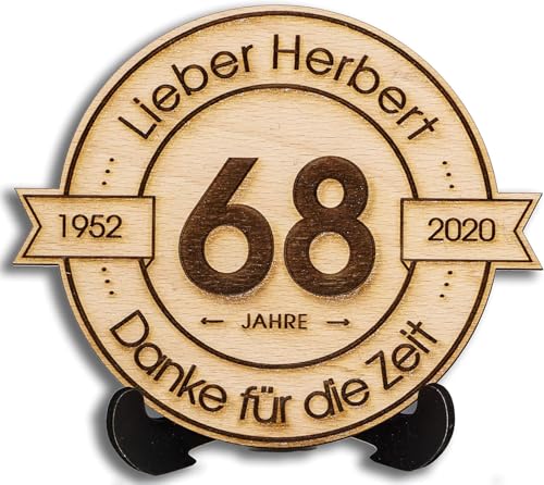 DARO Design - Holzscheibe graviert - Individueller Text und Zahl - Größe 20cm- Geschenk zum Jubiläum, Geburtstag, Jahrestag - Herzlichen Glückwunsch (XL 30cm) von DARO Design