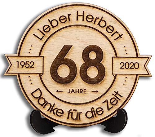 DARO Design - Holzscheibe graviert - Individueller Text und Zahl - Größe 20cm- Geschenk zum Jubiläum, Geburtstag, Jahrestag - Herzlichen Glückwunsch von DARO Design