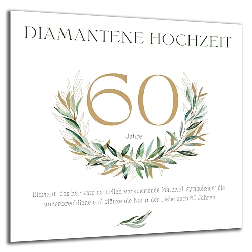 DARO Design - Wandbilder Bilder Aufsteller Schild 60. Hochzeitstag Diamanthochzeit Diamantene Hochzeit Geschenke Deko für Paare Männer Frauen 60 Jahre 30x30 cm von DARO Design