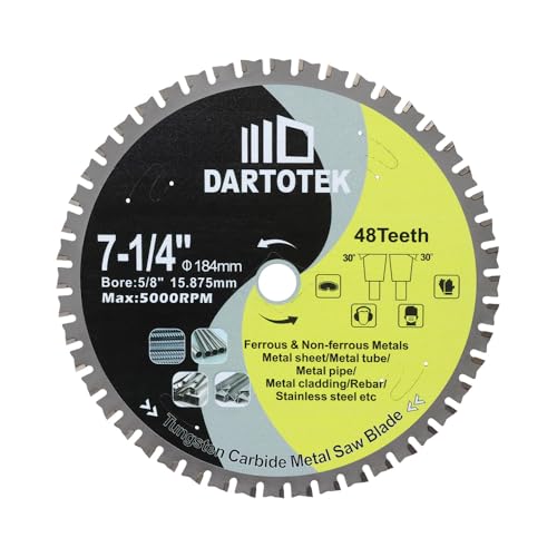 184mm TCT Sägeblätter, 48 Zähne Metalltrennscheibe Wolframkarbid bestückte Kreissäge für Eisen, Edelstahl, Nickel, Titan, Eisenmetalle und Stahlrohre von DARTOTEK