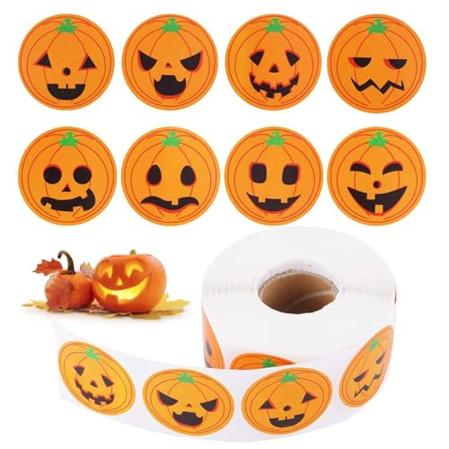 DASHIELL 1500 Stück Halloween Aufkleber Rolle Halloween Kurbis Sticker Halloween Dekorative Aufkleber Halloween Bastelset Halloween Kurbis Bastelset Für Kinder Halloween Party Dekorationen von DASHIELL