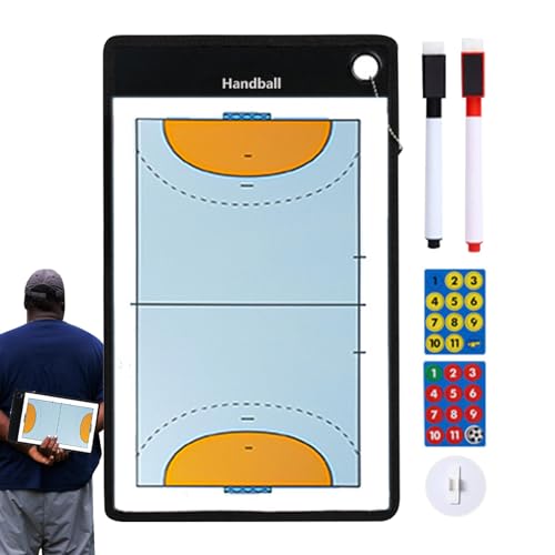 DASHIELL Handball-Klemmbrett für Trainer, Handball-Aufstellungstafel | Doppelseitiges magnetisches Handball-Klemmbrett | Trocken abwischbare Handball-Markierungstafel mit vollem und halbem Spielfeld von DASHIELL