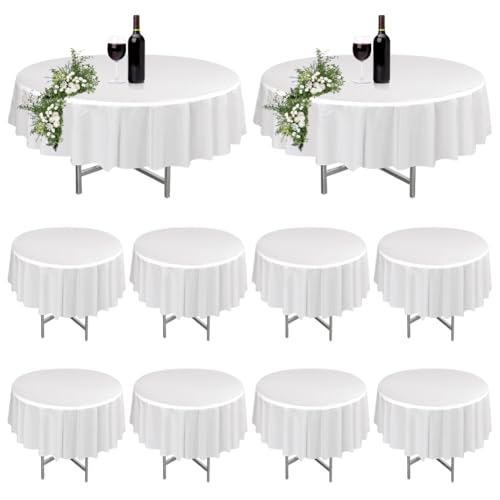 DASIAUTOEM 10 Stück Runde Tischdecke, für Garten, Waschbar, Schmutzabweisend, Wasserdicht, Tischschutz, für Hochzeit Party Bankett Restaurant Abendessen Camping, 213cm Durchmesser von DASIAUTOEM