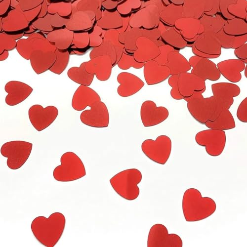 DASIAUTOEM Herz Konfetti Hochzeit, Confetti 30g Konfetti Herzen 10mm Hochzeit Streudeko, Glitzer Pailletten Paper Hearts für Wedding Party Decoration Wedding Party Table Decorations (Rot) von DASIAUTOEM