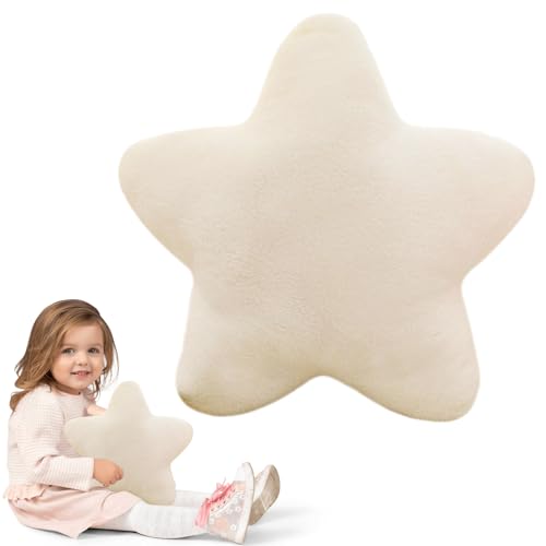 DASIAUTOEM Kuschelkissen Kinder Sternkissen, Stern Kinderkissen, Plüsch Kissen Kinder, Weiche Flauschige Sternenkissen, Stern Dekokissen für Baby Kinderzimmer Mädchen Jungen Sofakissen von DASIAUTOEM