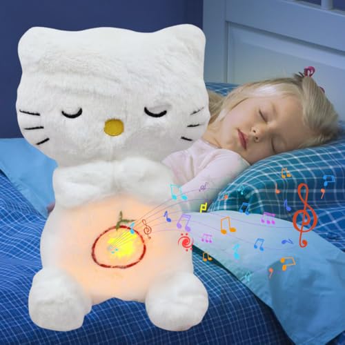 DASIAUTOEM Schlummer Kuscheltier mit Atembewegung und Musik, Katzen Musik Kuscheltier, Schlafmusikspielzeug, Anxiety Relief, Baby Erstausstattung Neugeborene Geschenk, Babyparty Geschenk Kinder von DASIAUTOEM