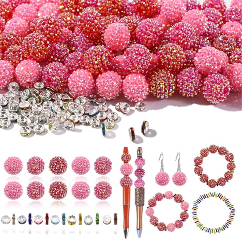 240 Stück 20 mm Strassperlen und Abstandshalter für Schmuckherstellung, glitzernde Discokugel-Perlen, Perlen für Stifte, Acryl-Diamant-Kristall, runde Perlen, DIY-Weihnachtsdekoration, Baseball-Perlen von DASTTUIS