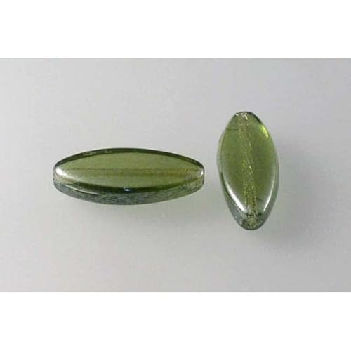 10 Stück Schiffsperlen, 20 x 8 mm, transparenter grüner Hämatit (50230-14400), Bohemia Kristallglas, Tschechien 11130460 von DASUGRHWHCDS