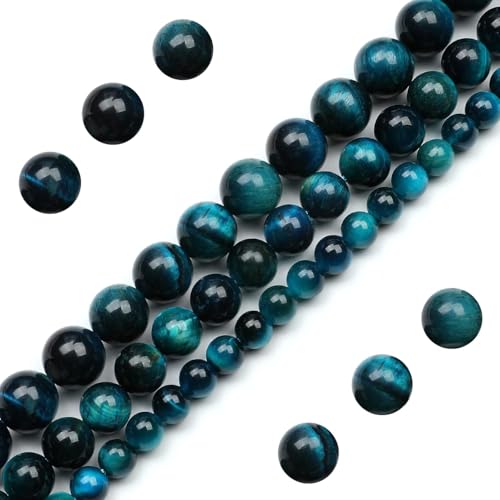 108 Stück 8 mm natürliche Aquamarin-Tigeraugen-Perlen, runde Edelsteinperlen, lose Perlen für Schmuckherstellung von DASUGRHWHCDS