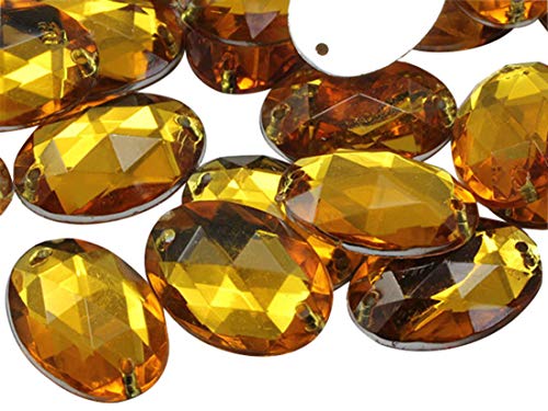 18 x 13 mm Goldtopas CH16 flache Rückseite, ovale Perlen, Acryl-Strasssteine, Nähen, Kunststoff-Edelsteine mit Löchern für Schmuck, Kleidung, Kleidungsverzierungen, Schuhe, Cosplays, Handwerk, 50 von DASUGRHWHCDS