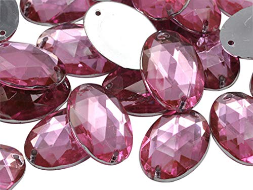 25 x 18 mm, rosa – Lt. CH13 flache Rückseite, ovale Perlen, Acryl-Strasssteine, Nähen, Kunststoff-Edelsteine mit Löchern für Schmuck, Kleidung, Kleidungsverzierungen, Schuhe, Cosplays, Handwerk, 20 von DASUGRHWHCDS