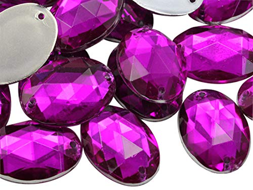 25 x 18 mm rosa Fuchsia CH21 flache Rückseite, ovale Perlen, Acryl-Strasssteine, Nähen, Kunststoff-Edelsteine mit Löchern für Schmuck, Kleidung, Kleidungsverzierungen, Schuhe, Cosplays, Basteln, 20 von DASUGRHWHCDS