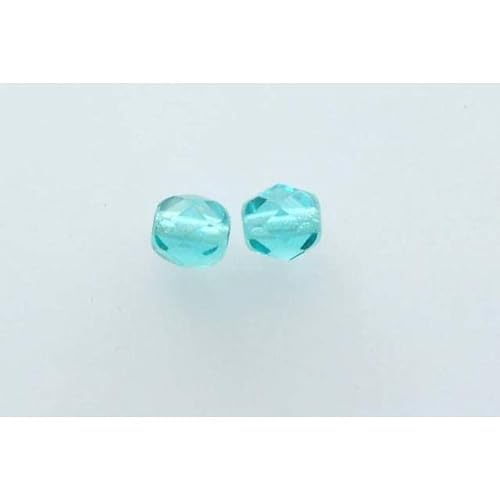 30 Stück feuerpolierte facettierte Perlen, rund, 6 mm, Transparent Aqua (60120), Bohemia Kristallglas, Tschechien 15119001 von DASUGRHWHCDS