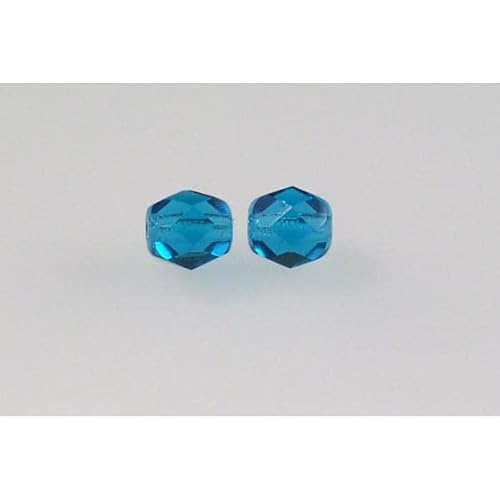 30 Stück feuerpolierte facettierte Perlen, rund, 6 mm, Transparent Aqua (60140), Bohemia Kristallglas, Tschechien 15119001 von DASUGRHWHCDS