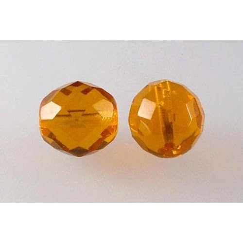 50 Stück feuerpolierte facettierte Perlen, rund, 12 mm, transparent orange (90010), Bohemia Kristallglas, Tschechien 15119001 von DASUGRHWHCDS