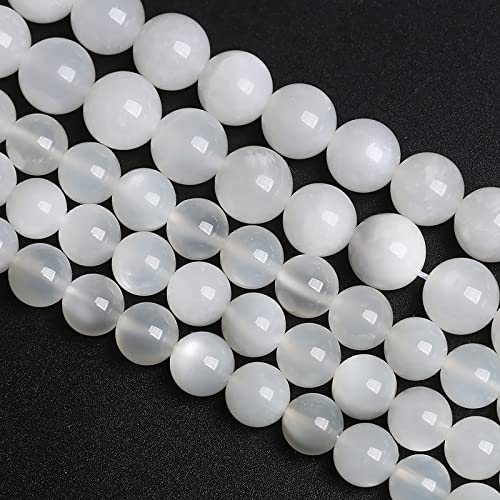 6 mm 60 Stück natürliche weiße Mondstein-Edelsteine, AAA-Qualität, Kristall-Abstandshalter für Schmuckherstellung, DIY-Armband, 38,1 cm, 1 Strang von DASUGRHWHCDS