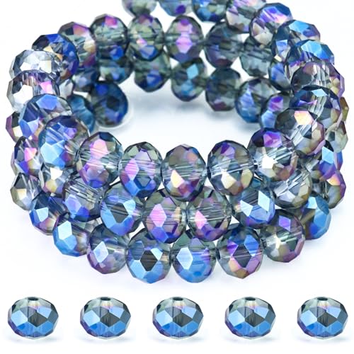 Briolette-Kristallglasperlen zur Schmuckherstellung, 6 mm, facettierte Rondelle-Kristallperlen zum Basteln, Windspiele, Sonnenfänger, Weinanhänger, lose Abstandshalter, DIY, transparentes Blau, 300 von DASUGRHWHCDS