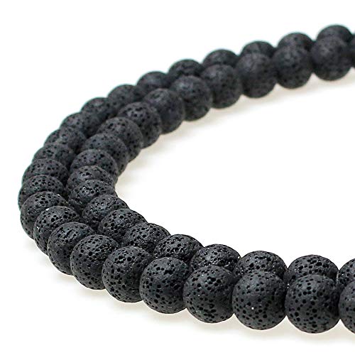 Bunte Vulkan-Lavastein, rund, lose Perlen, Naturstein, Steinkugel, DIY-Perlen für Schmuck, Armbänder, Geschenk, 14 mm, Schwarz von DASUGRHWHCDS