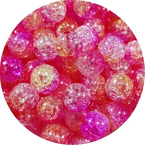 Craquelé-Acrylperlen, rund, 8 mm, Kristall, Acryl, Bastelperlen für Schmuckherstellung, Armband, Halskette, handgefertigt, Dekoration, 300 Stück (Rosa) von DASUGRHWHCDS