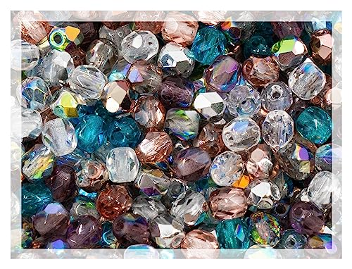 Glasperlen, facettiert, feuerpoliert, rund, 4 mm, Tschechische Republik, böhmisches Glas, transparent, 50 g von DASUGRHWHCDS