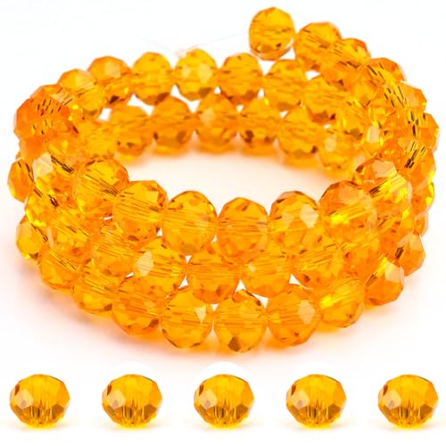 Kristallglasperlen zur Schmuckherstellung, 10 mm, Briolette-Rondelle-Kristallperlen zum Basteln, Windspiele, Sonnenfänger, facettierte, lose Abstandshalter, Glasperlen, Orange, 100 Stück von DASUGRHWHCDS