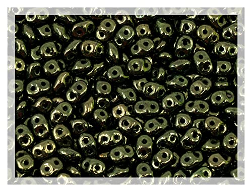 Matubo SuperDuo 23980-14495 tschechische gepresste Glasperlen, 2,5 x 5 mm, Drak Green Luster 23980-14495 (ca. 340 Stück) von DASUGRHWHCDS