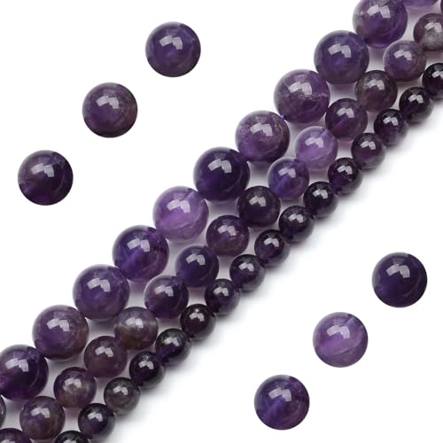 Natürliche Amethyst-Perlen, rund, lose Perlen für Schmuckherstellung, 8 mm, 108 Stück von DASUGRHWHCDS