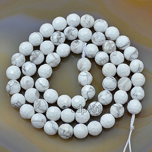 Natürliche Edelsteine, facettierte, runde Abstandshalter, lose Perlen, 4 mm bis 10 mm (6 mm, facettiertes weißes Türkis) von DASUGRHWHCDS