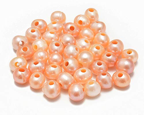 Natürliche Edelsteinperlen, 8 mm, rund, lose Perlen, großes Loch, 2,5 mm, 40 Stück (rosa Perle) von DASUGRHWHCDS