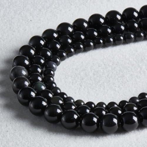 Natürliche Edelsteinperlen, Obsidian-Perlen, rund, lose Perlen für Schmuckherstellung, 8 mm, 45 Stück von DASUGRHWHCDS