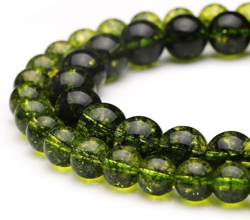 Natürliche Kristallperlen zur Schmuckherstellung, 6 mm Peridot, poliert, rund, glatte Steinperlen, echte Steinperlen für Armband, Halskette, 38,1 cm (Peridot), 6 mm von DASUGRHWHCDS