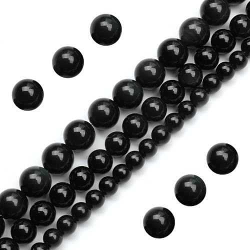 Natürliche Obsidian-Perlen, rund, lose Perlen für Schmuckherstellung, 8 mm, 108 Stück von DASUGRHWHCDS