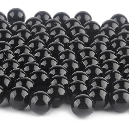 Natursteinperlen, 8 mm, schwarzer Onyx-Achat, rund, echte Steinperlen, lose Edelstein-Perlen, Lochgröße 1 mm, glatte Perlen für Armbänder, Halsketten, Ohrringe, Schmuckherstellung, 100 Stück von DASUGRHWHCDS