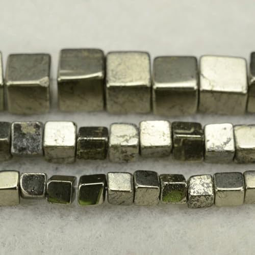 Pyrit Lose Würfel Silber Perlen für Schmuck Machen 15 Zoll DIY Schmuck (6mm) von DASUGRHWHCDS